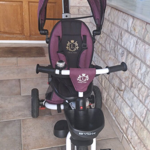 Byox Children's Folding Tricycle, Convertible with Parent Handle & Flexy Lux Canopy