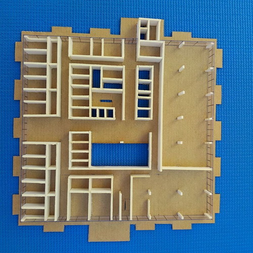 Architectural model 1:200 scale new, cardboard and white pulp