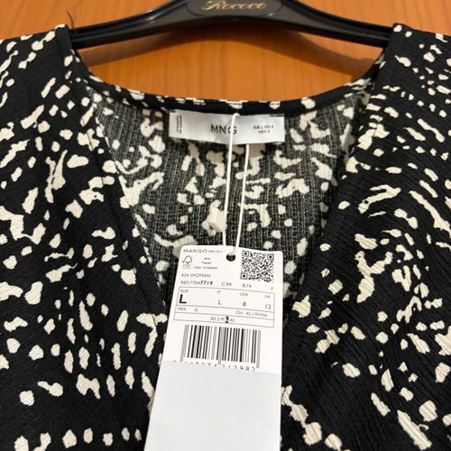 Mango midi dress new, size Large, black and white