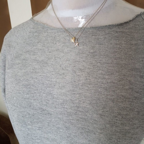 Grey silver top with boat neck, like new, size M