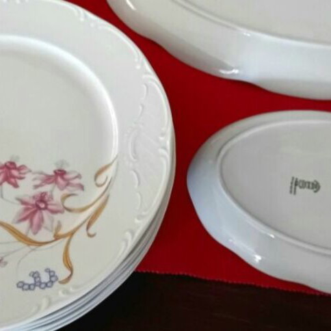Ionia porcelain dinnerware set with floral relief decoration, 9 pieces