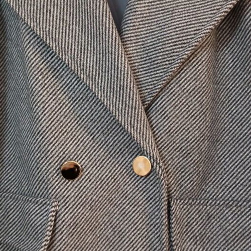 Warm gray coat like new with silver buttons, one size