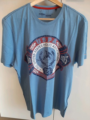 Ανδρικό T shirt U.S. Polo Assn. μεταχειρισμένο, γαλάζιο, μέγεθος XL