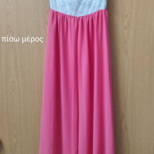 Strapless dress white-coral like new with integrated belt XS-S