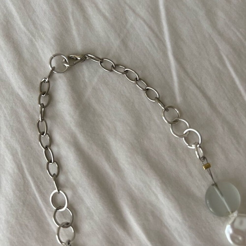 Women's handmade necklace like new with white and green details