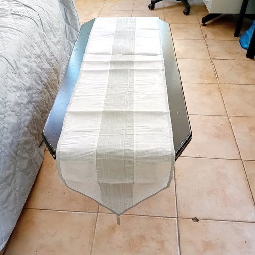 Runner white-silver new polyester with fringes 40x1.40