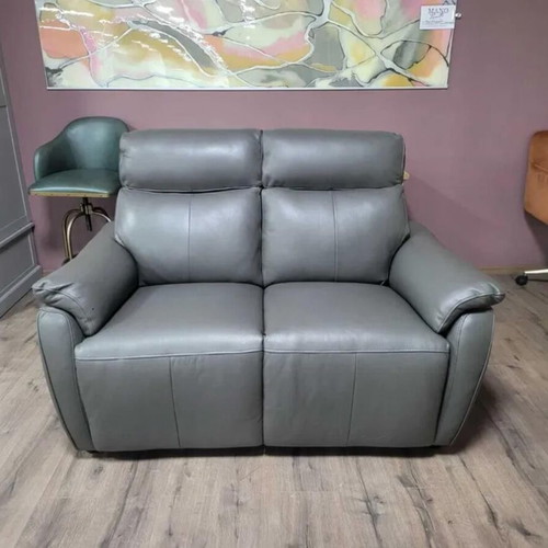 Gray leather two-seater sofa new, 100% genuine leather