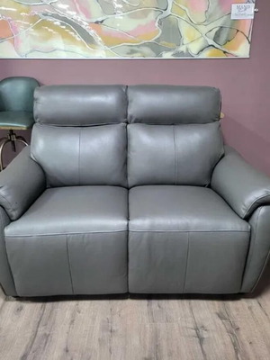 Gray leather two-seater sofa new, 100% genuine leather