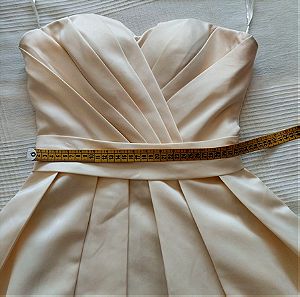 Παραμυθένιο Ρομαντικό σατέν στραπλες φόρεμα κρεμ σαμπανι νο. Small
