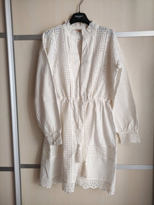 Twinset long-sleeve dress off white with lace new