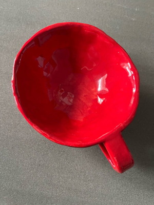 Vintage handmade ceramic red cup like new