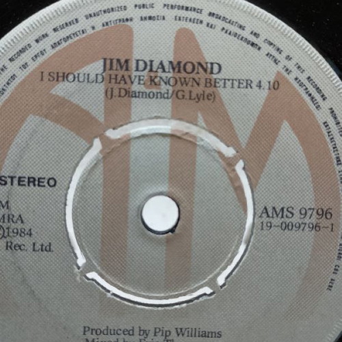 Jim Diamond I Should Have Known Better 7" vinyl used