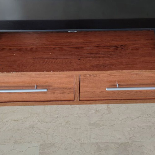 Modern TV unit, dark walnut, used, 60x290x180 cm
