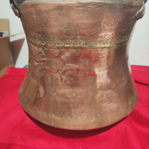 Copper cauldron used, large, hand-forged