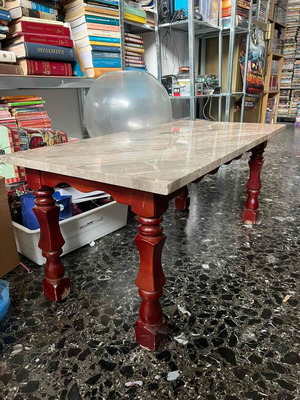 Wooden table with marble base like new