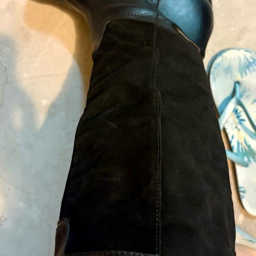 Spanish leather and suede boots like new, size 37.5-38, black