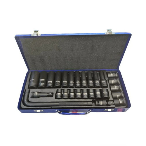 Hawek 27-Piece 1/2" CR-V Impact Socket Set in Metal Case new