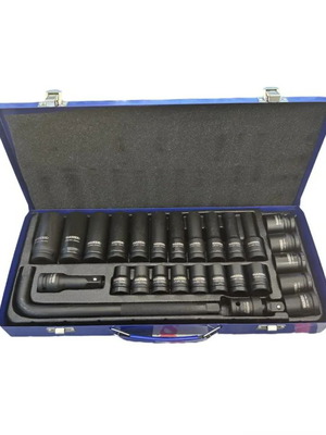 Hawek 27-Piece 1/2" CR-V Impact Socket Set in Metal Case new