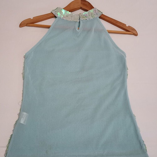 Sequin blouse turquoise like new, size S