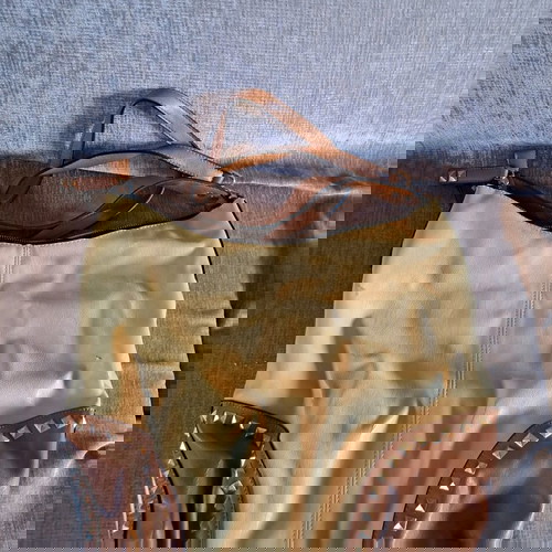 Τσάντα ώμου/χειρός Mattiolo μεταχειρισμένη σε μπεζ/λευκό