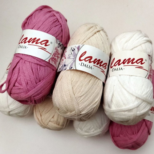 LAMA DALIA cotton knitting yarn set of 7 like new