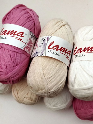 LAMA DALIA cotton knitting yarn set of 7 like new