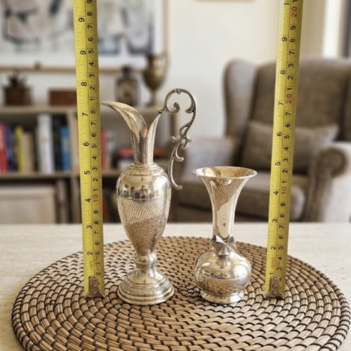 Silver-Plated Decorative Set with Small Vase and Pitcher like new