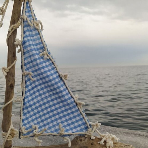 Decorative handmade boat new with driftwood