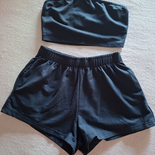 Shein blue set with shorts and tube top, worn once