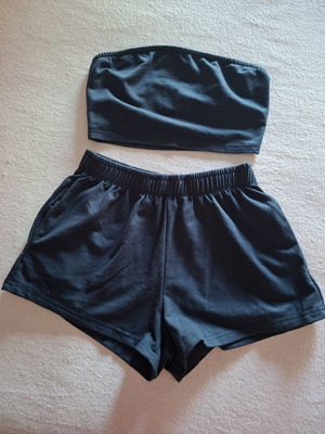 Shein blue set with shorts and tube top, worn once