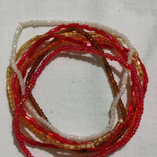 Beaded elastic bracelets set of 7, new, multicolor
