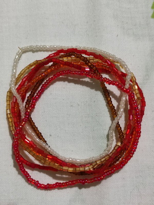 Beaded elastic bracelets set of 7, new, multicolor