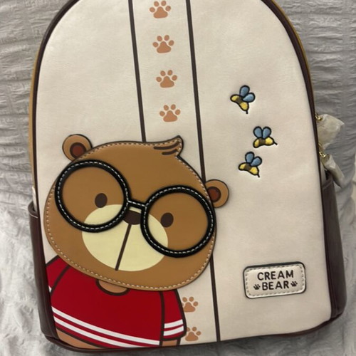 Cream Bear backpack, brown and yellow