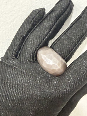 Sunstone natural ring, handmade, unique peach-pink