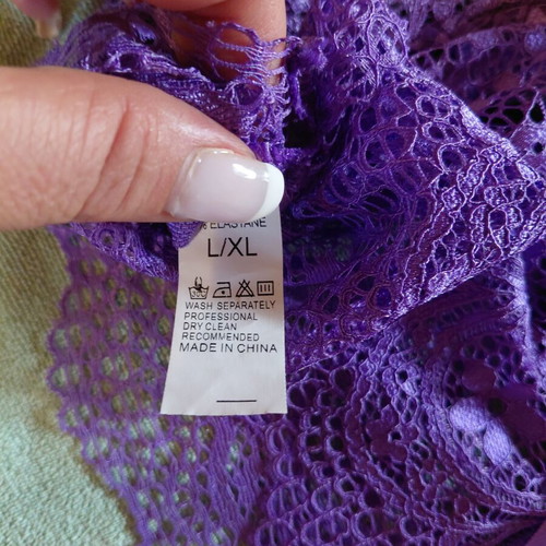 Modern Ocean Purple Lace Lingerie New with Ribbon and Tag L/XL