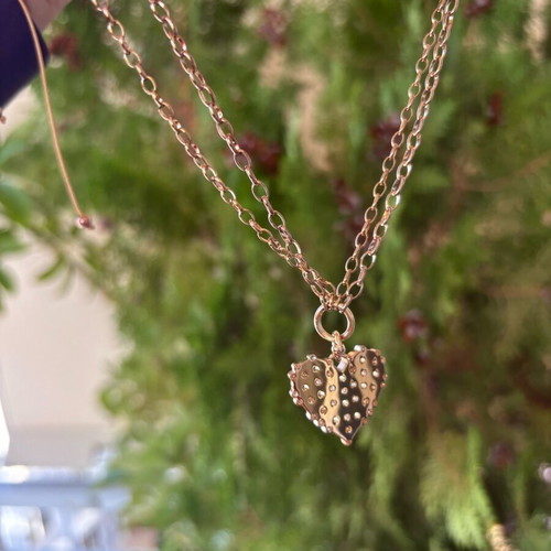 Folli Follie heart necklace with double chain in rose gold, like new