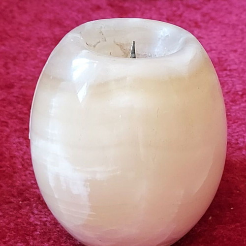 Decorative apple-shaped candle holder used, semi-precious stone