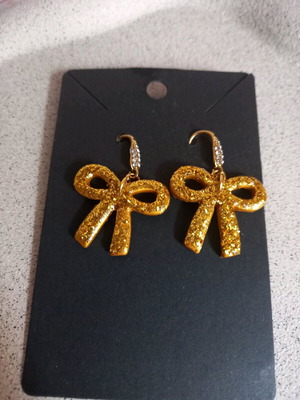 Handmade polymer clay bow earrings with stainless steel new
