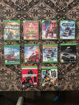 Xbox One game bundle with Cabela's African Adventure, Two Point Museum, WWE 2K25, SnowRunner, and more