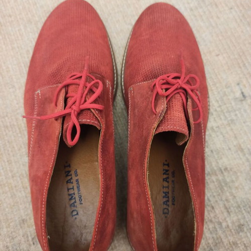 Damiani leather suede men's shoes used, red, size 42