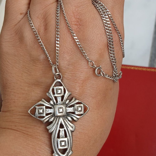 Silver 925 cross pendant with 60cm chain