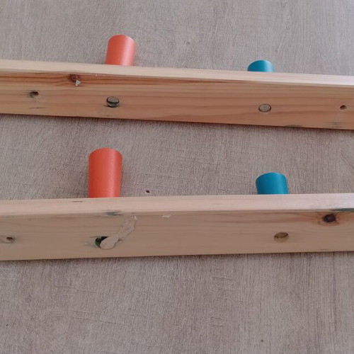 Flisat wooden hanger set with 4 hooks, used, IKEA