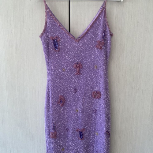 Evening dress Medium with embroidery, purple