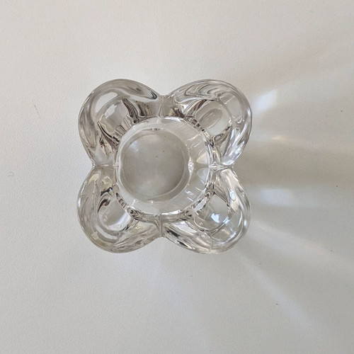 Orrefors crystal flower candle holder used, 9 x 7 cm