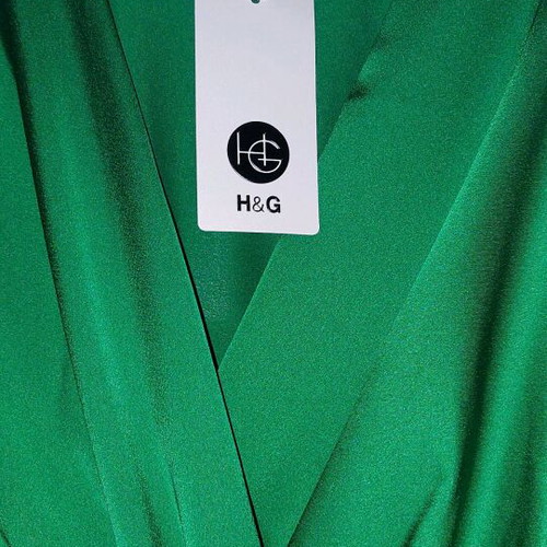 Wrap satin dress emerald new, one size