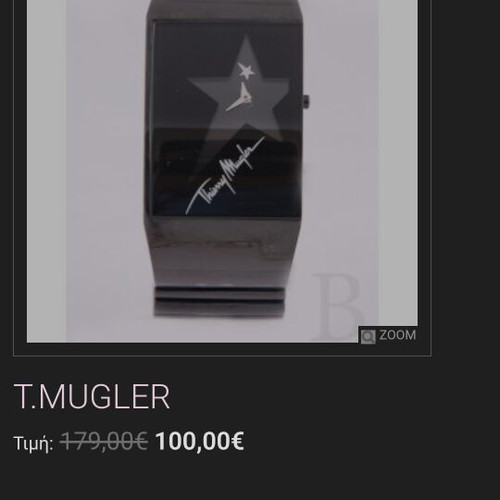 Thierry Mugler wristwatch like new, black stainless steel bracelet