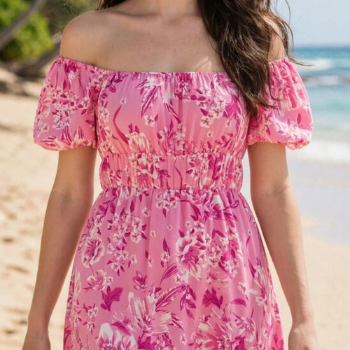 Pink Floral Print Summer Dress Shein like new, size S