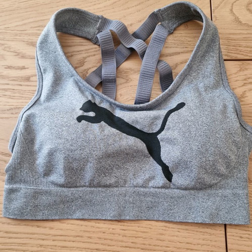 Puma Women's Seamless Sports Bra Medium Heather Grey like new, size M