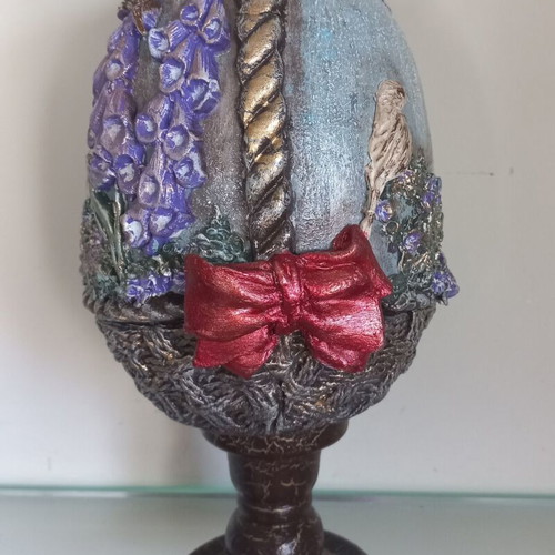 Easter ceramic egg handmade, new, 16 cm width, 25 cm height