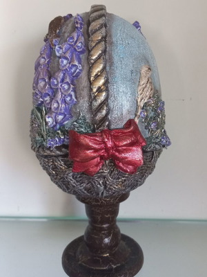 Easter ceramic egg handmade, new, 16 cm width, 25 cm height